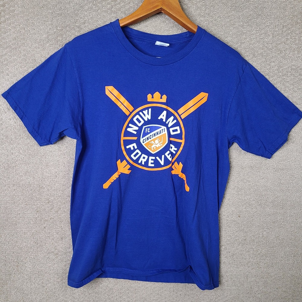 MLS Shirt Mens Medium Blue Graphic FC Cincinnati Now‎ And Forever Cotton Casual